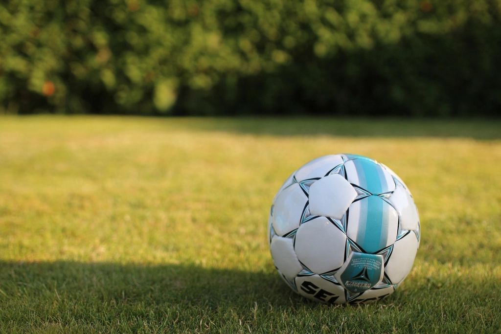 Minge de fotbal pe gazon