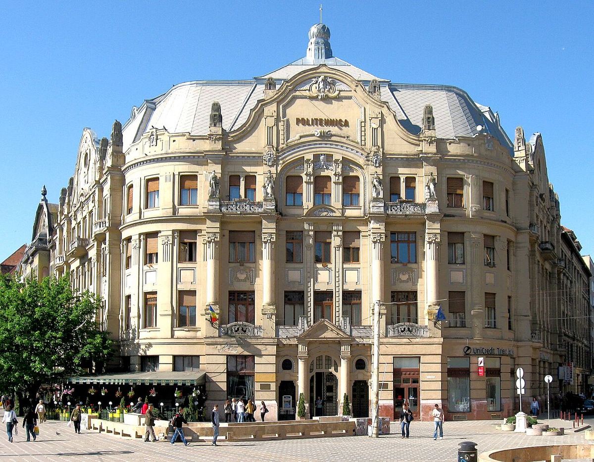 Clădirea Rectoratului Universității Politehnica Timișoara, sediul universității din Timișoara, România.