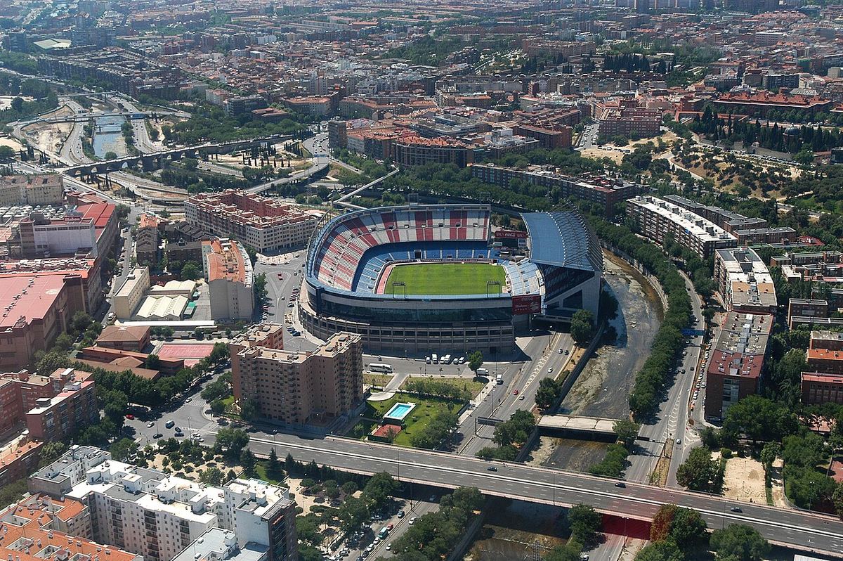 Stadionul Metropolitano al echipei Atlético Madrid, văzut de sus