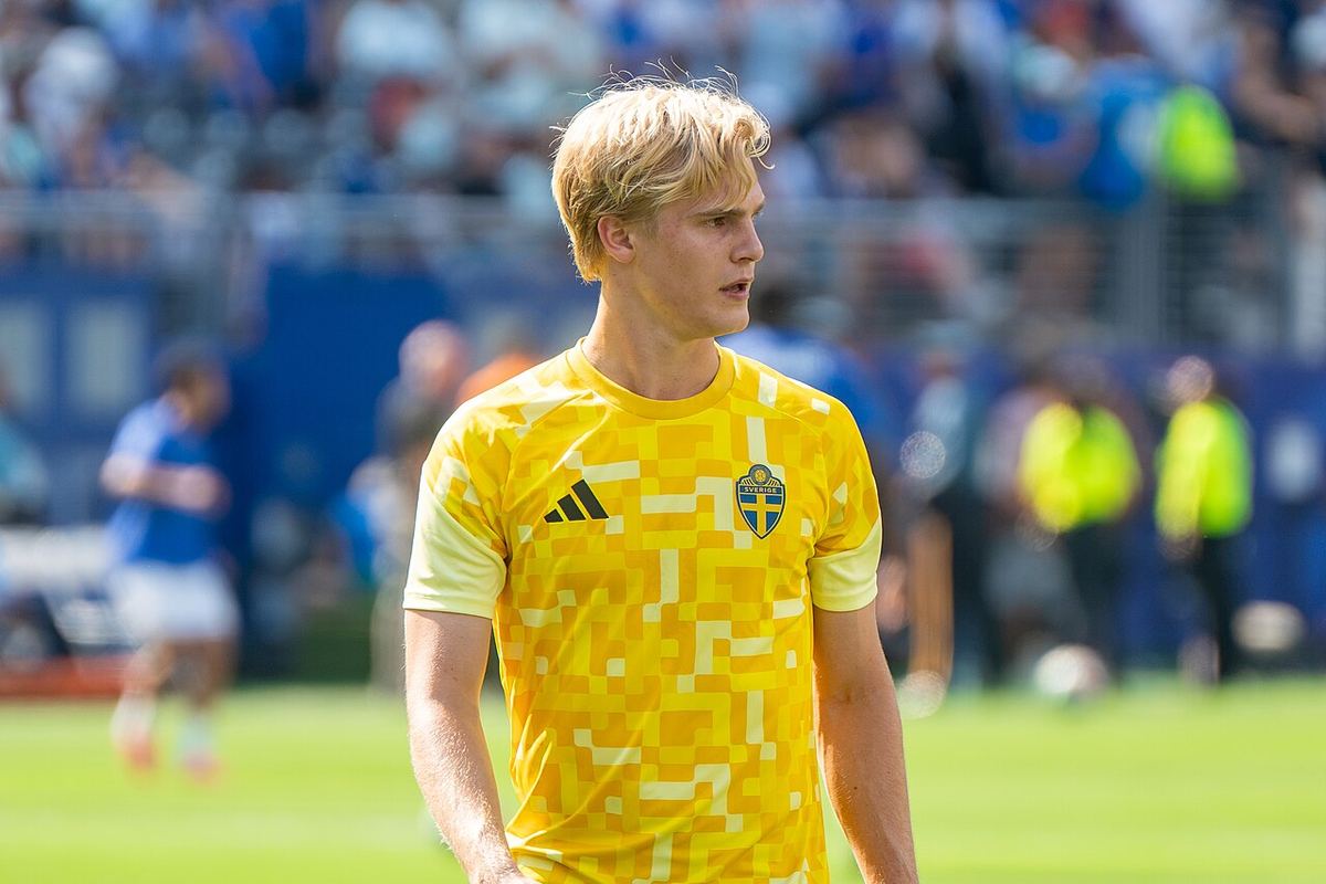 Lucas Bergvall în timpul meciului Franța – Suedia de la Cupa Mondială 2026