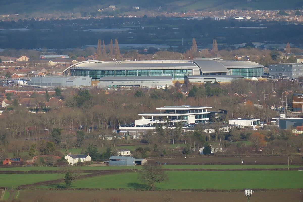 Clădirea GCHQ, agenția britanică de informații, fotografiată în Cheltenham, Marea Britanie.