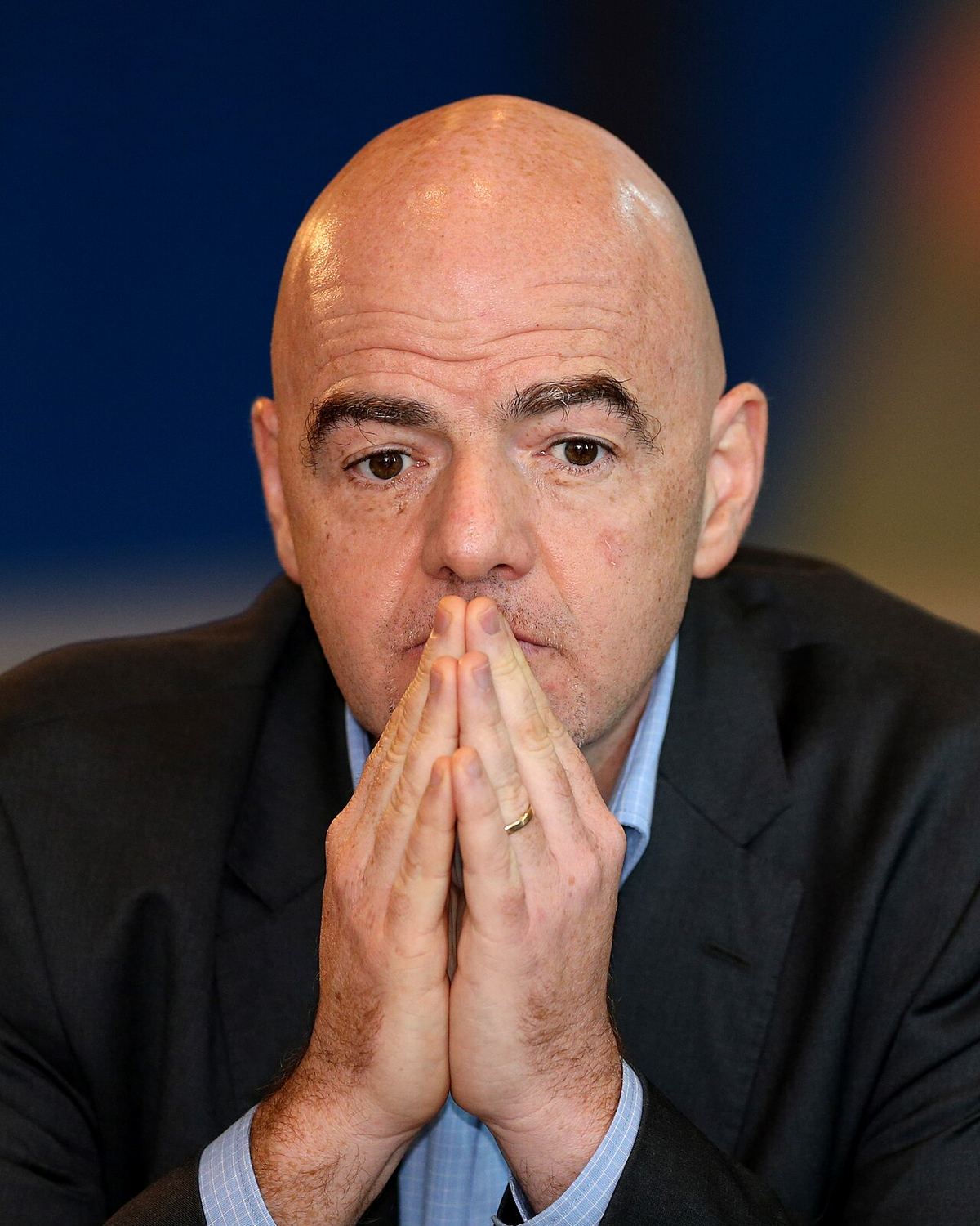 Gianni Infantino, președintele FIFA, în timpul unei conferințe de presă la Doha.