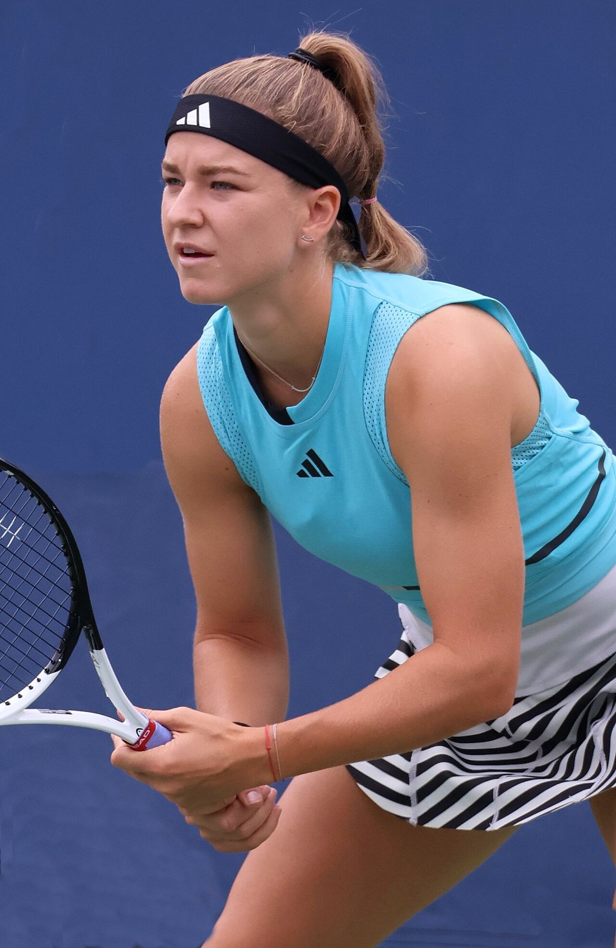 Karolína Muchová în timpul meciului de la turneul US Open 2023, în primul tur.