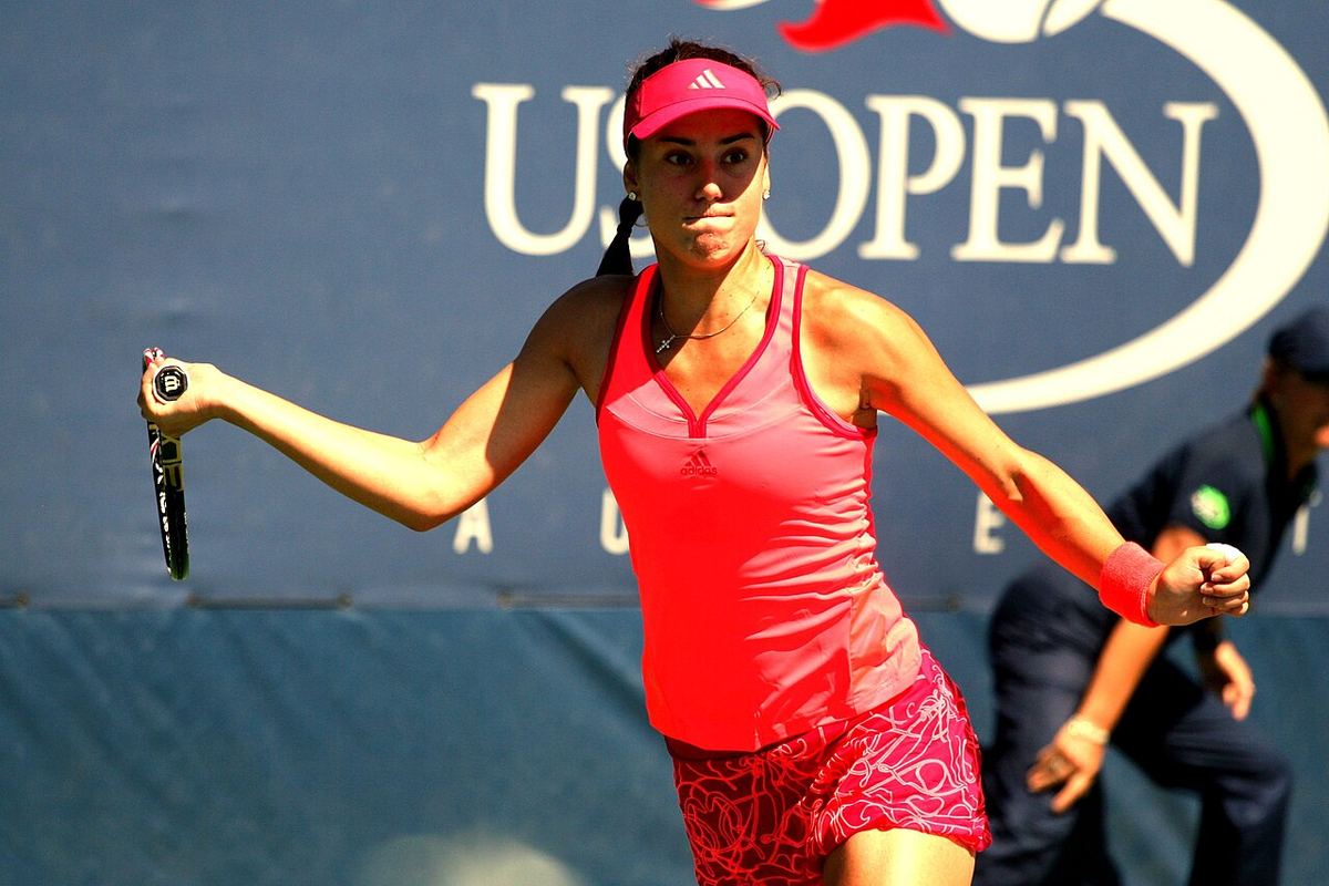 Sorana Cîrstea în timpul unui meci la US Open, în 2011 (fotografie de arhivă).