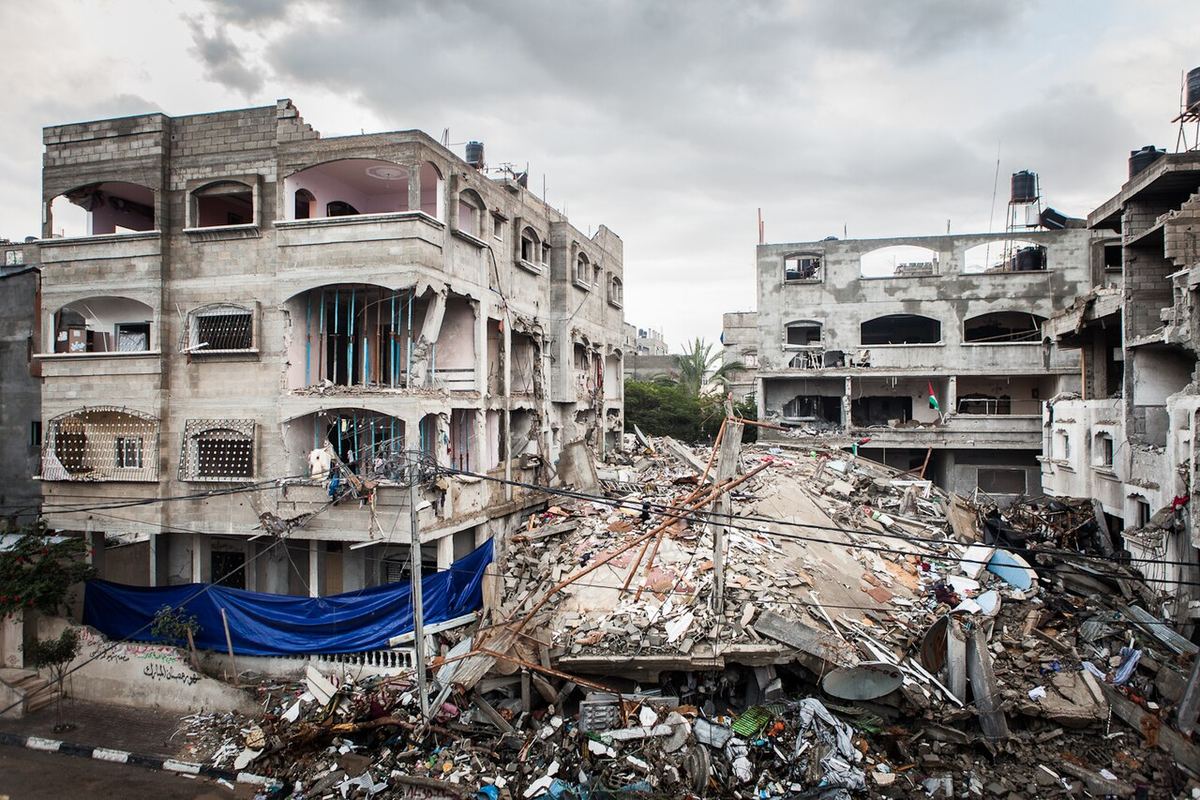 Casă distrusă în tabăra de refugiați Jabalia, Fâșia Gaza.