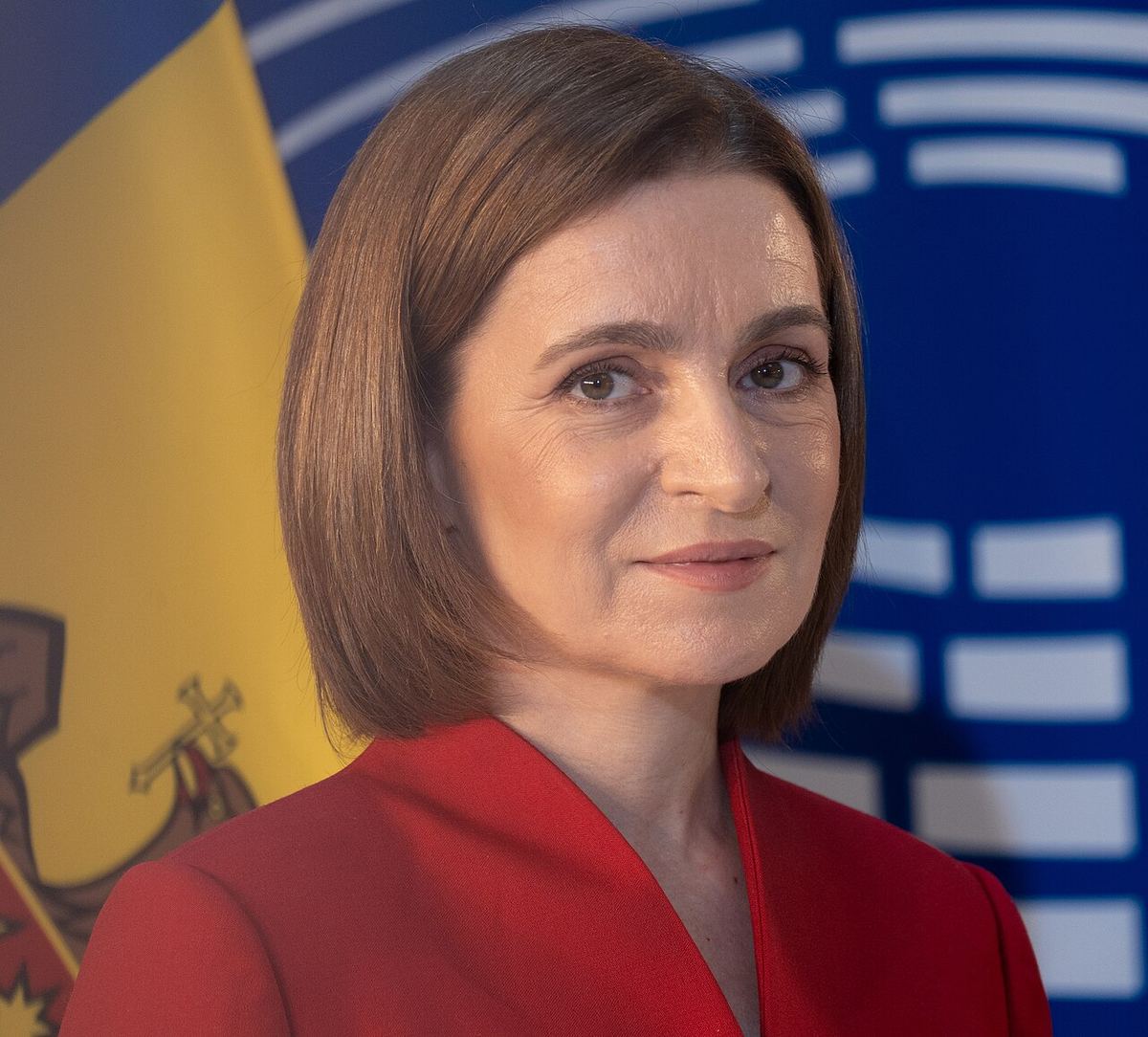 Maia Sandu, președinta Republicii Moldova, vorbind în fața eurodeputaților la Strasbourg, în septembrie 2025.