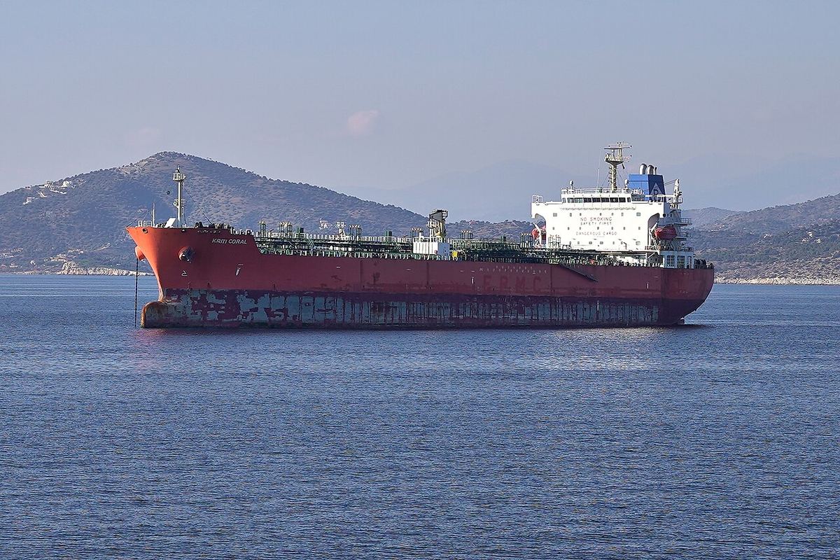 Petrolierul chimic KRITI CORAL fotografiat pe 9 februarie 2020.
