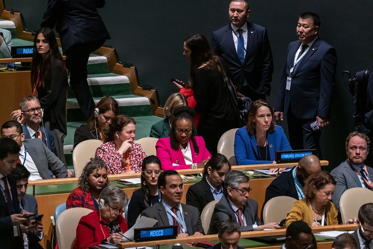 Sala Adunării Generale a ONU din New York, în timpul sesiunii din septembrie 2023.